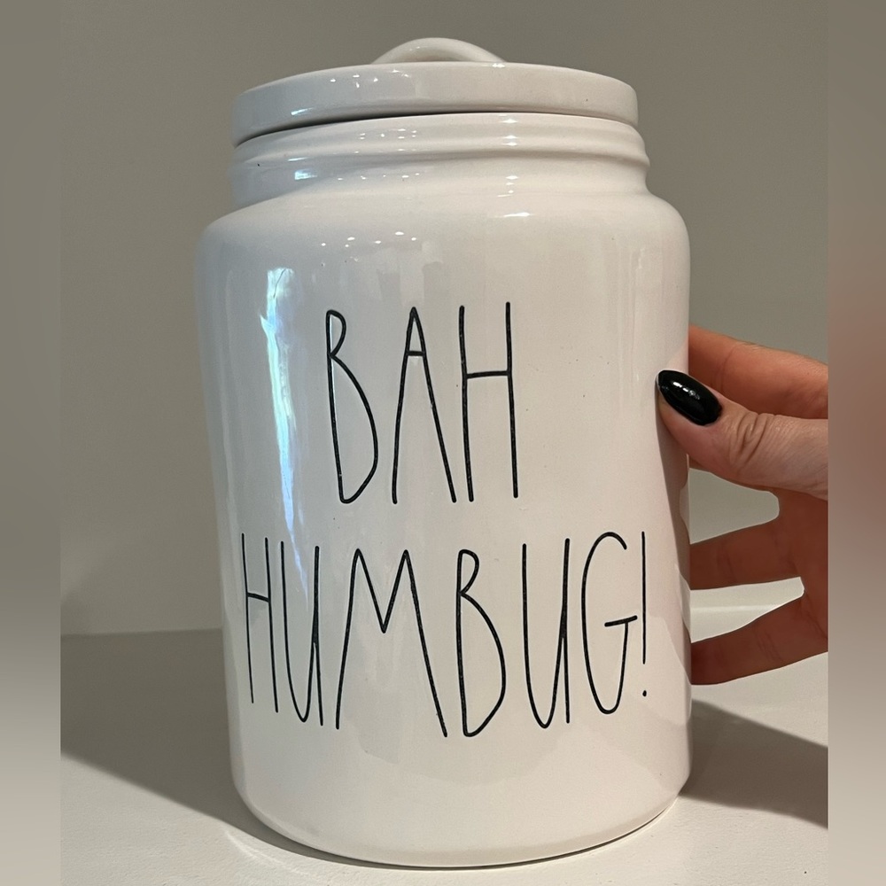 Rae Dunn Bah Humbug Christmas Holiday Canister Cookie Jar LL NEW ~RARE